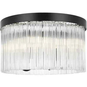 Flush Mount Chandelier Ceiling Light Fixture Black Quality Foyer Dining Room 16" - Picture 1 of 9