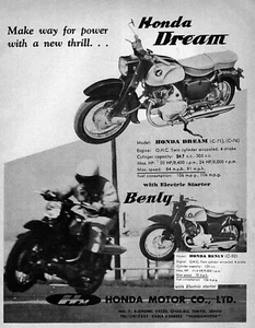 Honda Dream & Benly 1959 motocicleta C-71 C-92 anuncio original - Imagen 1 de 1
