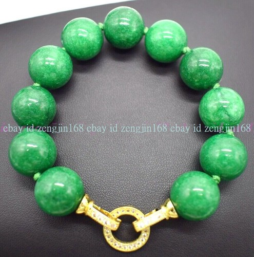 VALENTINO Affascinante Bracciale Perline Perline Diaspro Giada Verde 10 12 14mm Giada Verde 7 5" AAA