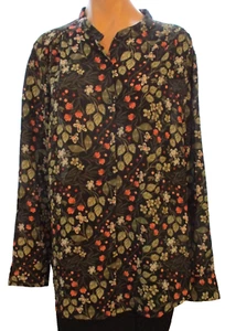 New Time and True XXL black floral long sleeve blouse top - Picture 1 of 3