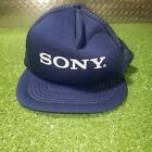 Vintage Blue Sony Trucker Hat Cap Mesh Double SnapBack Foam Bill