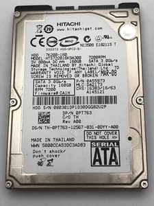 HITACHI 7K200-160 HTS722016K9A300 HDD HARD DRIVE 160GB 7200RPM SATA 3.0Gb/s 2.5" - Picture 1 of 4