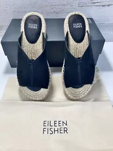 Eileen Fisher Damen Milly Leder Espadrille Sandalen in Schwarz Nubuk Größe 7,5 - Bild 1 von 6