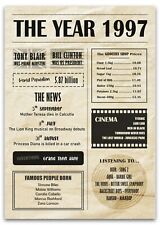 1 x A4 Vintage 1997 Poster Art Print - Newspaper 90's Facts Birthday Gift #29599