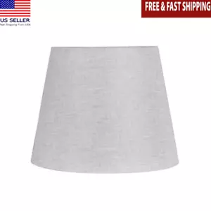 Tall Gray Linen Drum Lamp Shade Hardback Replacement Lighting Fixture Decor New - Picture 1 of 7