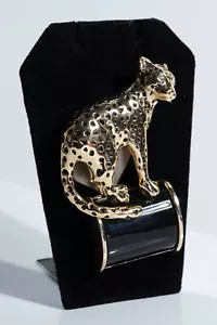 Chico's Gold Toned Luna Leopard Brooch Pin Sparkling Rhinestone Eyes New - Picture 1 of 5