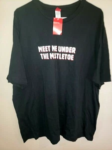 NEW BIG MENS PLUS size WOMEN 2XL CHRISTMAS SHIRT TEE meet me under mistletoe BLA - Picture 1 of 1
