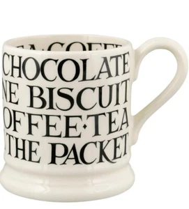 Emma Bridgewater handgefertigt in UK 1/2 Pint Becher - klassisch - schwarze Toastschrift - Bild 1 von 1