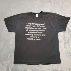 Vintage Gamer Shirt Mens XL Black Retro Pacman Video Game Crewneck Y2K TEE - Picture 1 of 6