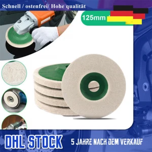 5 Stk 125mm 5 Zoll Wolle Polieren Winkelschleifer Rad Filz Polierscheibe Neu DE - Bild 1 von 10
