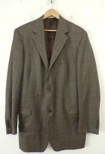PERRY ELLIS PORTFOLIO Mens Size 44XL Brown & Gray Plaid Wool Blazer Sport Coat - Picture 1 of 6
