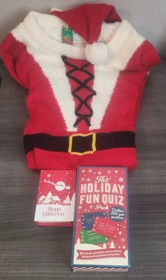 Girls Santa Christmas Sweater Dress-Size Medium & Small Gift Box & Holiday Cards - Image 1 of 4