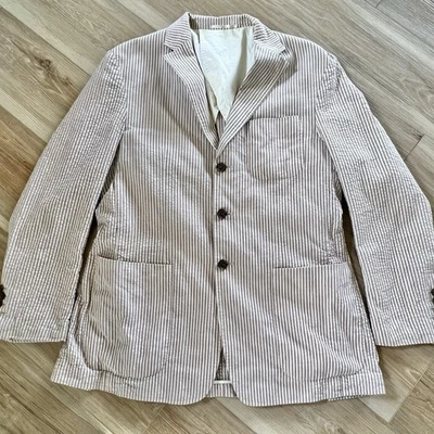 Abrigo Deportivo De Colección Blazer Crittenden's ALGODÓN SEERSUCKER Clásico Preppy Resort ~42R Foto 1 de 4