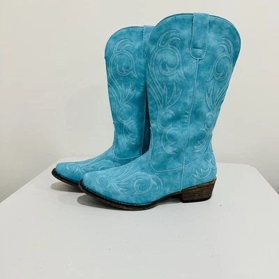 Bota occidental para mujer Roper Riley turquesa imitación cuero talla 10M Foto 1 de 4