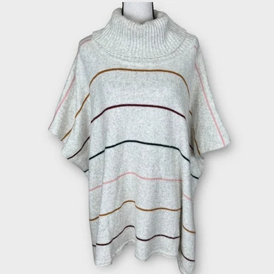 LOFT Poncho a Rayas Cuello Capucha Suéter Capa Pullover Tejido XS/S Gran Tamaño Acogedor Foto 1 de 4