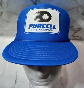 Vintage Purcell Tire Company Blue Snapback Mesh Foam Adjust-A-Size Hat - Picture 1 of 10