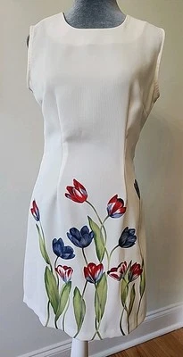 Vestido De Colección Fredericks of Hollywood Sin Mangas Talla Pequeña Gráfico Tulipán Hasta la Rodilla Foto 1 de 4