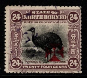 NORTH BORNEO SG212 1916 24c DULL MAUVE WITH CARMINE CROSS FINE USED - Picture 1 of 1