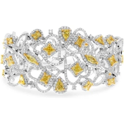 Pretty 35.72TCW Multi Shape Citrine & Round White Sapphire Fine Wedding Bracelet - Image 1 of 4