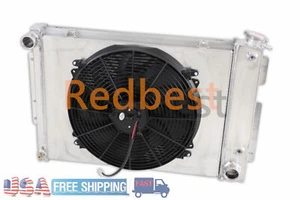 4 filas cubierta de radiador ventilador de 16" para Chevy Camaro Pontiac Firebird 1967-1969 1968 V8 - Imagen 1 de 11