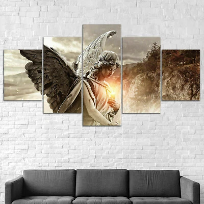 Póster de arte de pared con impresión en lienzo de 5 paneles de estatua antigua de ángel decoración del hogar Foto 1 de 4