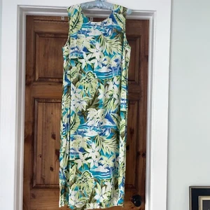 Leslie Fay Dress Womens Size 18 Floral Maxi Retro Hawaiian Sleeveless Summer - Picture 1 of 7