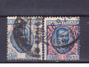 FRANCOBOLLI Italia Regno 1901 Floreale 5 Lire Varietà SAS78 FX1 - Picture 1 of 1