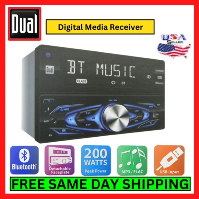Dual Media Receiver AM/FM Double Din In-Dash Car Screen Bluetooth for Calls Kit - Image 1 of 4