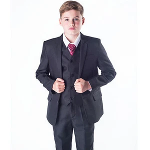 Boys Suits Boys Black Suit 5 Piece Wedding Party Formal Outfit (0-3M - 14Yrs) - Picture 1 of 8