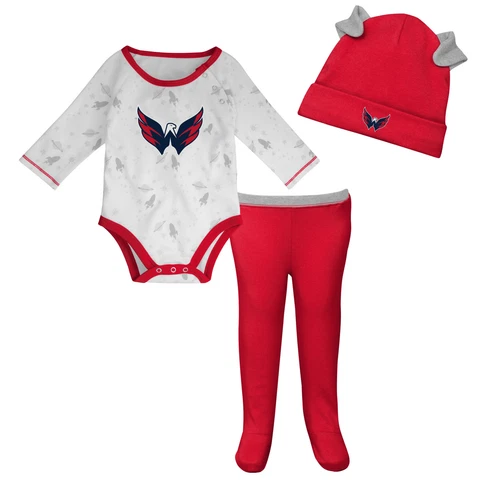 Newborn & Infant White/Red Washington Capitals Dream Team Hat Pants & Bodysuit Cover