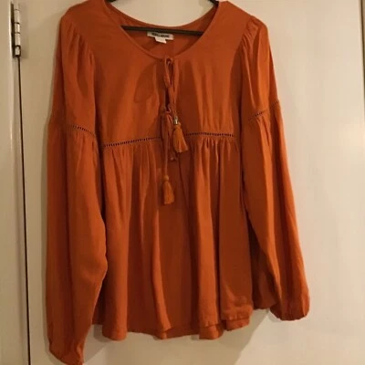 Billabong Womens Long Sleeve Blouse Size 8 Orange - Image 1 of 4