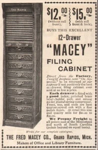 Macey's 12 Drawer Filing Cabinet Grand Rapids MI 1899 Antique Print Ad - Picture 1 of 1