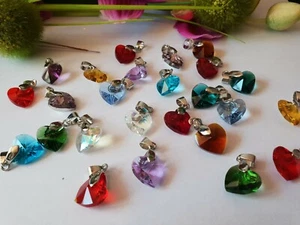 10 Stk Schlangenkette 50 cm 925 Silber PL 10 Anhänger Herz Glas bunt Posten Mix - Bild 1 von 2