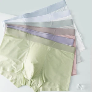 Mens Ice Silk Seamless Boxer Briefs Shorts Pouch Panties Trunks Underwear L-3XL - Picture 1 of 19