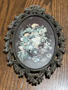 Vintage Italy Victorian Wall Picture Metal Frame Floral Print Ornate Italian - Picture 1 of 12