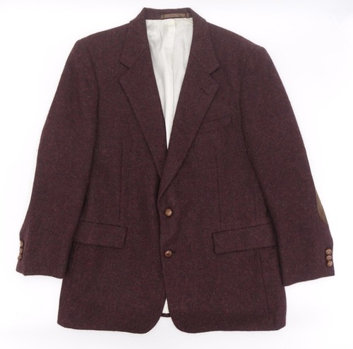 Cappotto sportivo vintage 100% pura lana Burberrys toppa gomito in pelle scamosciata (senza etichetta taglia)