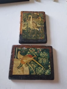 VINTAGE 1972 DECOUPAGE ON WOOD BIRD AND FLORA DESIGN HAND MADE 7 X 5 1/4 - Picture 1 of 6