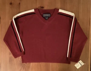 Newton Trading Co Boys Lg Sz 6 V Neck Pullover Sweater Burgundy White Trim NWT - Picture 1 of 4