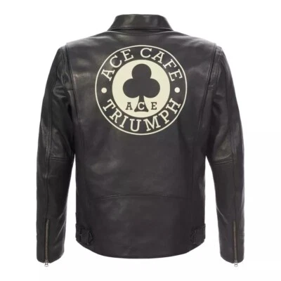 Chaqueta de cuero Triumph Braddan Ace Café Racer para hombre chaqueta de cuero de motociclista de carreras reales Foto 1 de 4
