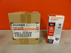 Case of (6) Sylvania CF14EL/A19/830 Soft White 60 Compact Fluorescent Bulbs - Picture 1 of 4