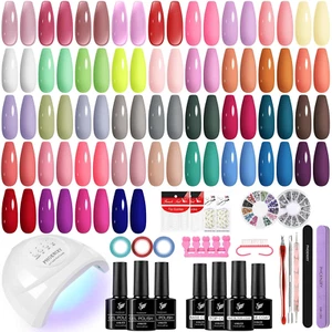 61 PCS Gel Nail Polish Kit with UV Light, 40 Colors Gel Nail Polish Set Spring S - Picture 1 of 12