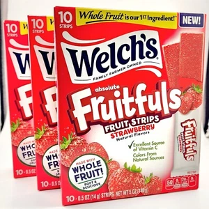 (3 PACK) Welch’s Absolute Fruitfuls Fruit Strips Strawberry Flavor Fruit Leather - Picture 1 of 3