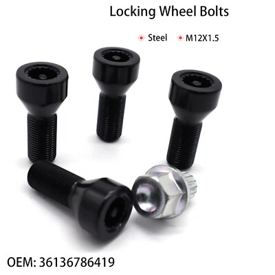 4x Wheel Lock Lug Nuts Bolts M12x1.5 For BMW 1 3 5 7 8 Series Z3 Z4,#36136786419 - Image 1 of 4