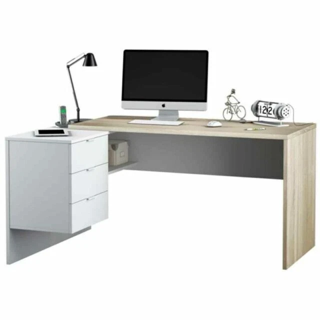 Scrivania con Cassettiera e Ripiano (145 x 108 x 73 cm) - Bianco Artik (8423490265186)