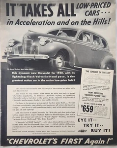 Chevrolet 1940 coche automóvil anuncio vintage 14 x 10 se necesita todo - Imagen 1 de 1