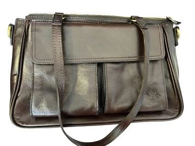 Patricia Nash Coffee Brown Leather Shoulder Tote Bag Purse Double Pocket - Image 1 of 4