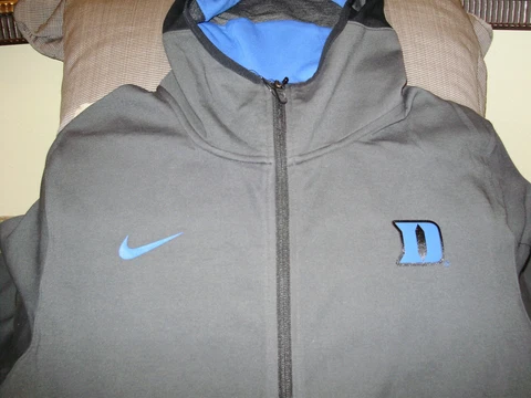 Duke Blue Devils NIKE Dry Dri-Fit Showtime Gray Full Zip Hoodie Jacket Men's 2XL Cover