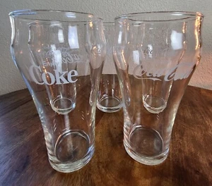Vintage Enjoy Coke Enjoy Coca Cola Clear 6" Bell Shape Glasses Set 5 - Picture 1 of 6