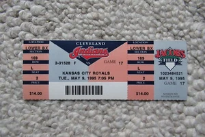 CLEVELAND INDIANS VS ROYALS 5/9/1995 FULL TICKET ~ PAUL SORRENTO (GRAND SLAM HR) - Picture 1 of 1
