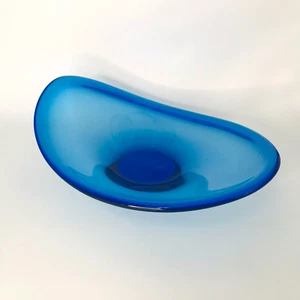 Vintage IKEA Snits Lotta Pettersson Cobalt Blue Aqua Art Glass Bowl Dish - Picture 1 of 11